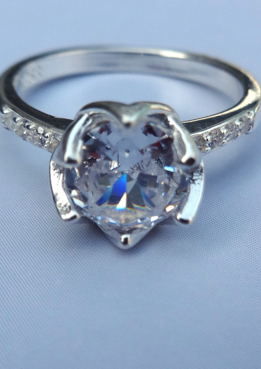 Heart Bloom Solitaire Ring