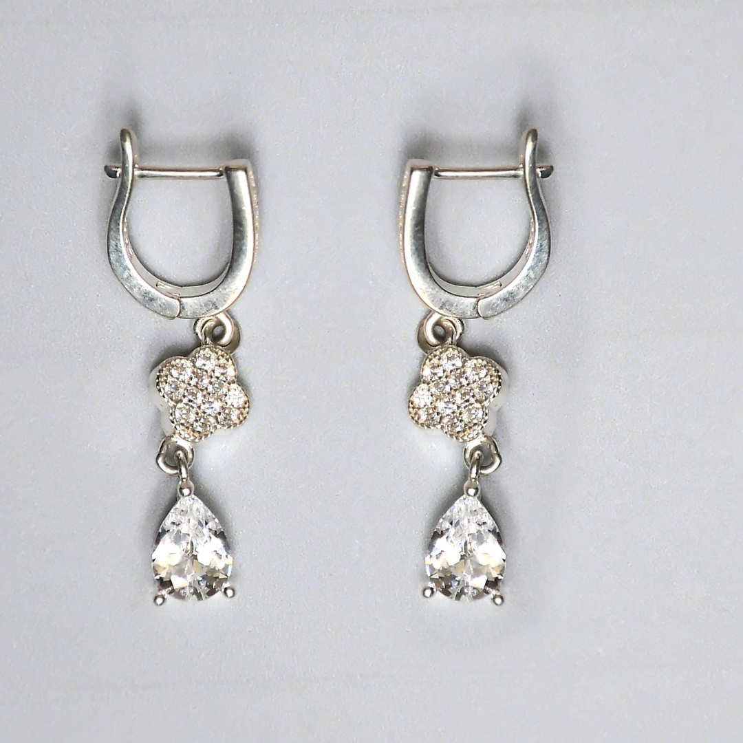 Silver White Earrings